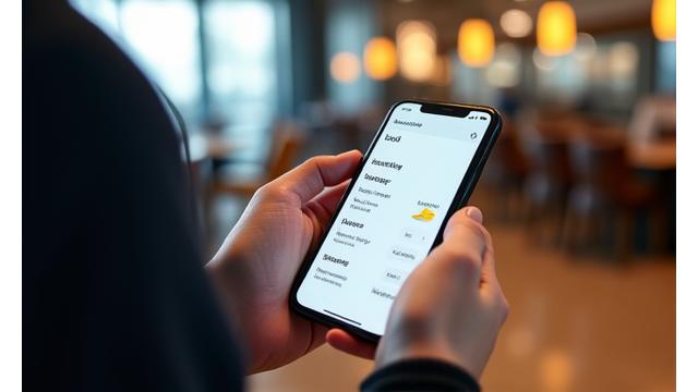 A guest using a mobile app on their smartphone to digitally check in to a hotel room and select preferences.